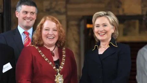 Pacemaker Naomi Long and former US Secretary of State Hillary Clinton