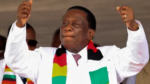 Reuters Zimbabwe's President Emmerson Mnangagwa attends the event to commission a lithium mine and processing plant in Goromonzi, Zimbabwe - July 2023