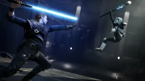 Respawn Entertainment/EA Image of a character in the game using a lightsaber