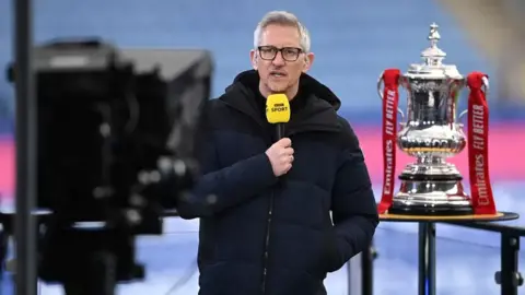 Getty Images Lineker presents for BBC Sport