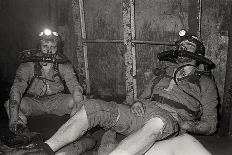 Roger Tiley Miners at Crumlin Mines Rescue Station, Caerphilly in 1983