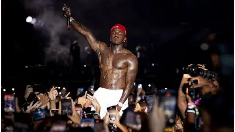 Getty Images DaBaby onstage at Rolling Loud Festival