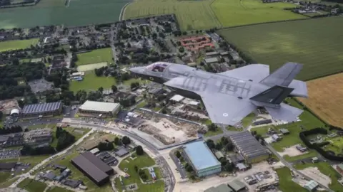 Ministry of Defence F-35B flying over Marham