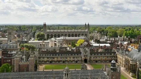 PA Media General view of Cambridge University including the Grand Courtyard of St John's College, Trinity College, Senate House and the Old Schools, Gonville & Caius College and Kings College Chapel