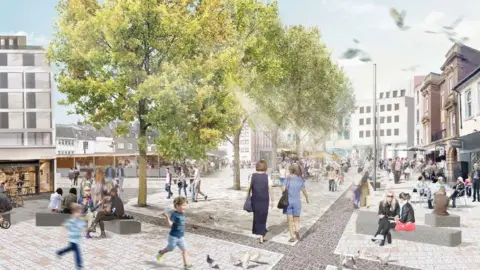 West Northamptonshire Council Indicative image of how Northampton Market Square might look