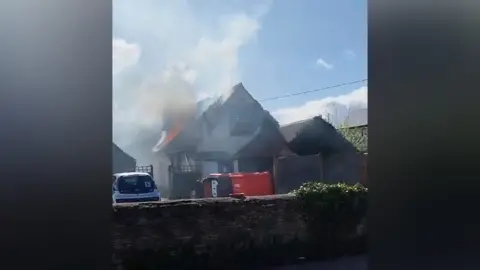 Fire at The Bridge in Easton Town, Sherston
