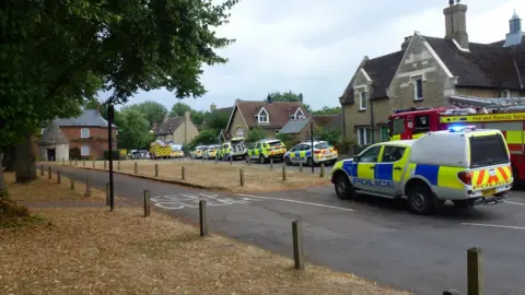 Peter Hickman/Twitter Emergency services in Harrold