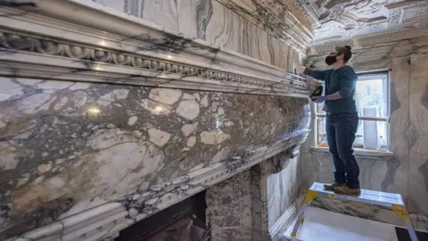 National Trust Imaes / Colin Davison Photography Conservation work on the fireplace