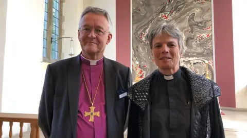 Church in Wales Cherry Vann with the Archbishop of Wales, John Davies