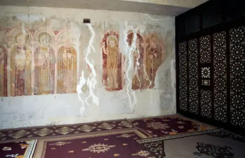 Getty Images A view of the inside of the Monastery of Saint Macarius The Great, featuring faded frescoes