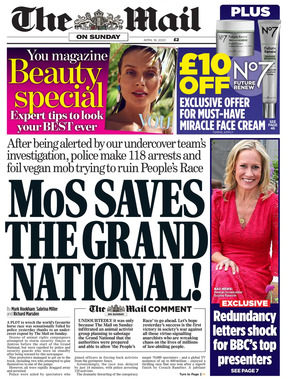 Mail on Sunday Front Page