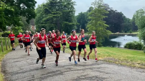 BBC Runners running in Christchurch Park, Ipswich