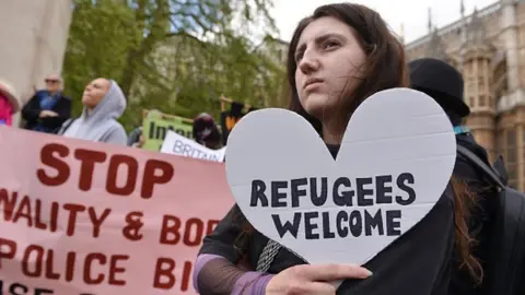 Getty Images A protest against the Nationality and Borders Bill