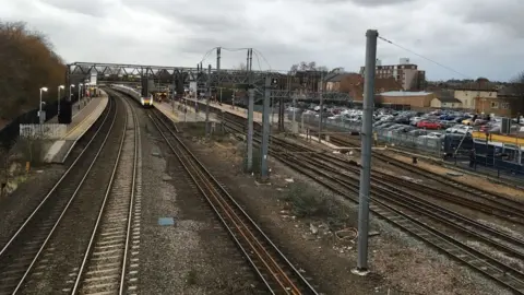 Railway lines at Bedford station