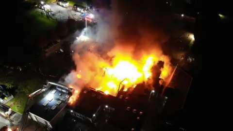 Derbyshire Police Drone shot of fire