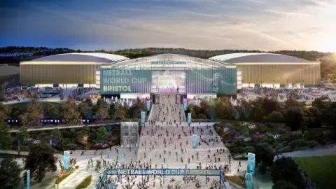 Grimshaw Architects Artists depiction of the hangar arena complex on Filton airfield