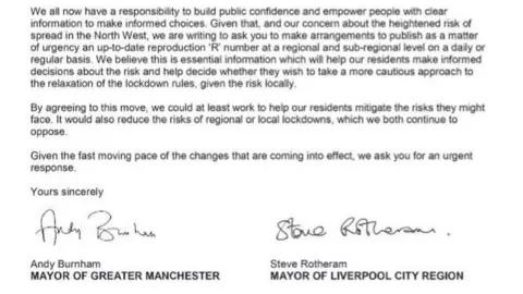 Andy Burnham and Steve Rotheram Letter to Prime Minister