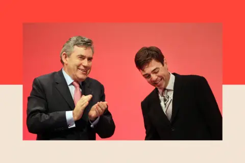 Getty Images Former Prime Minister Gordon Brown (L) applauds Secretary of State for health Andy Burnham at the Labour Party Conference on September 30, 2009 