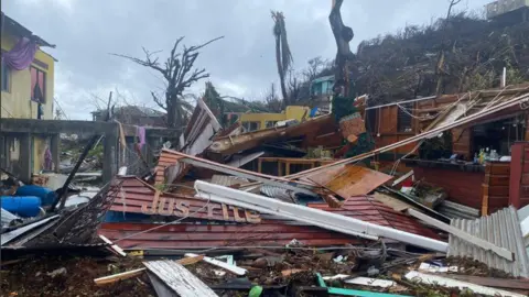 A view shows damage caused by Hurricane Beryl on Union Island, Saint Vincent and the Grenadines