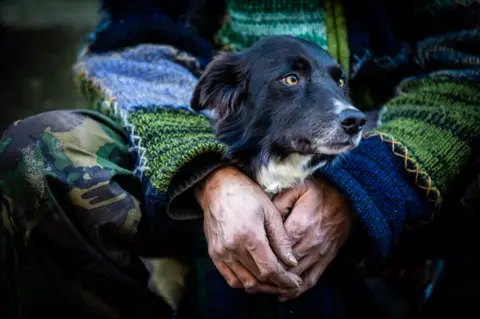 Cariad, the border collie, and Stewart