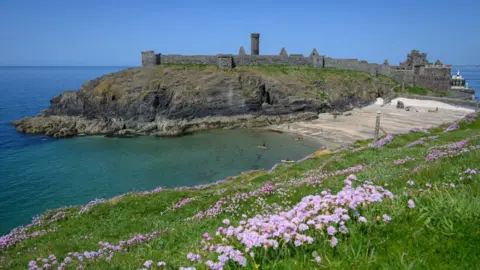 MANXSCENES Fenella Beach and Peel Castle