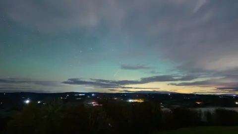 Mathew Browne Northern Lights over Paxton's Tower in Carmarthenshire