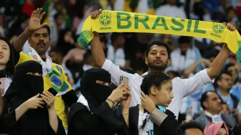 EPA Football fans at a game between Brazil and Argentina in Riyadh, Saudi Arabia