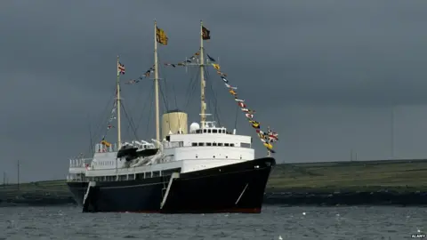 Alamy Britannia moored off the Western Isles, 1985