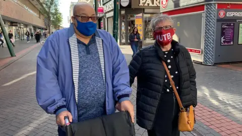 Couple with face masks