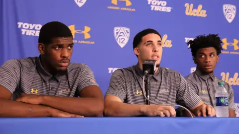 Reuters (L-R) UCLA basketball players Cody Riley, LiAngelo Ball and Jalen Hill