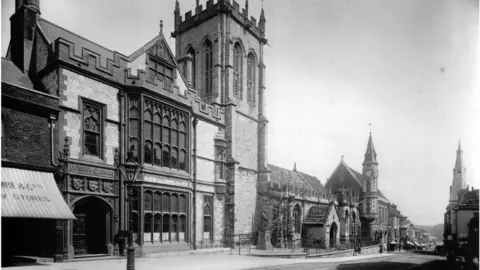 Dorset Museum Black and white exterior photo of Dorset Museum in 1883