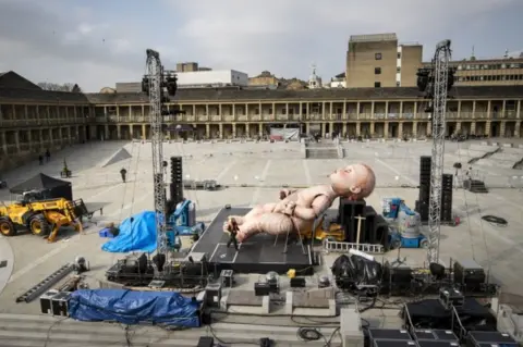 Danny Lawson/PA Wire Preparations for the performance at the Piece Hall