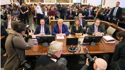 Michael M. Santiago Trump attends his New York fraud trial.