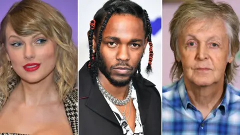 Getty Images Taylor Swift, Kendrick Lamar and Paul McCartney