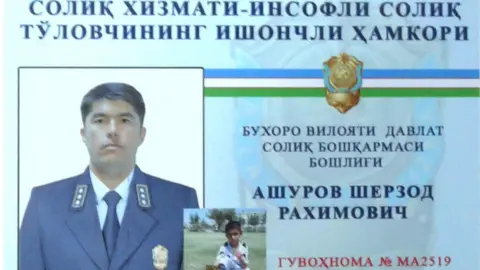 Bukhara State Tax Service Sample identity card from the Bukhara Tax Service