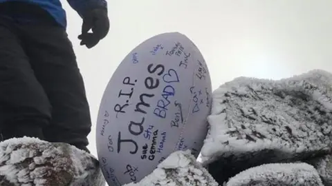 Charlie Wilcox Rugby ball with messages