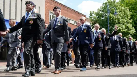 PA Media Veterans march through Gosport to mark the 40th anniversary of the Falklands conflict