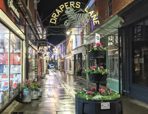 Fabian Musto Christmas lights in Drapers Lane (Leominster)