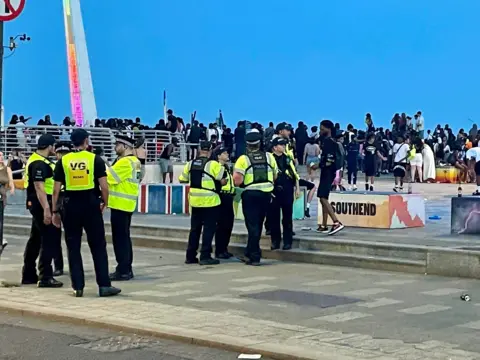 Your Southend People gathered on Southend seafront, watched by police