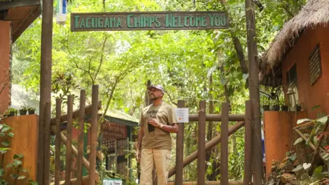 Grace Ekpu/BBC Bala Amarasekaran is the founder of Tacugama Chimpanzee Sanctuary