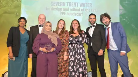 Severn Trent Aminah Shafiq at an awards ceremony