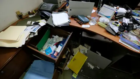 AFP Damage at the office of Nicaraguan journalist Carlos Fernando Chamorro in Managua on December 14, 2018