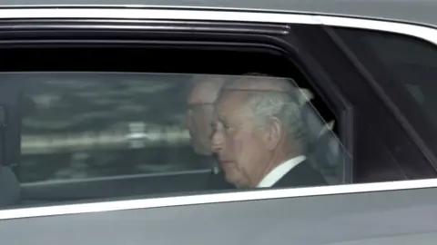 Getty Images King Charles III leaving Balmoral this morning