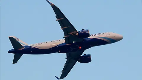 Getty Images IndiGo Flight is taking off at Netaji Subhash Chandra Bose International Airport in Kolkata on April 4, 2023.