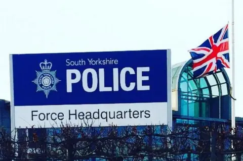 South Yorkshire Police Flag flying at half-mast