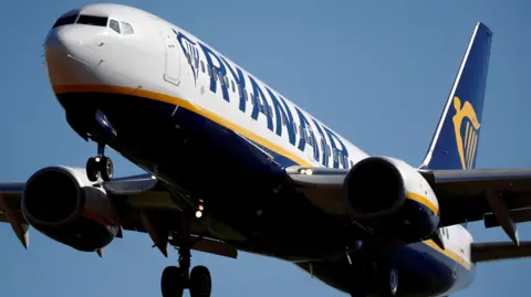 Ryanair plane in sky