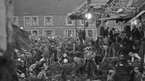 Getty Images Rescuers digging at Pantglas Junior School