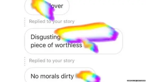 Gabby Allen/Instagram A screenshot of one of the messages Allen received