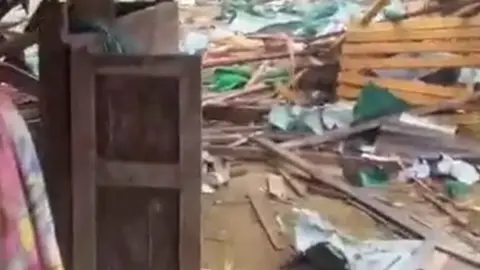 BBC Damage after the attack - flattened houses