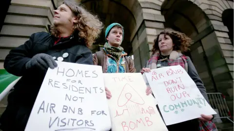 PA Media protests against Airbnb in Edinburgh